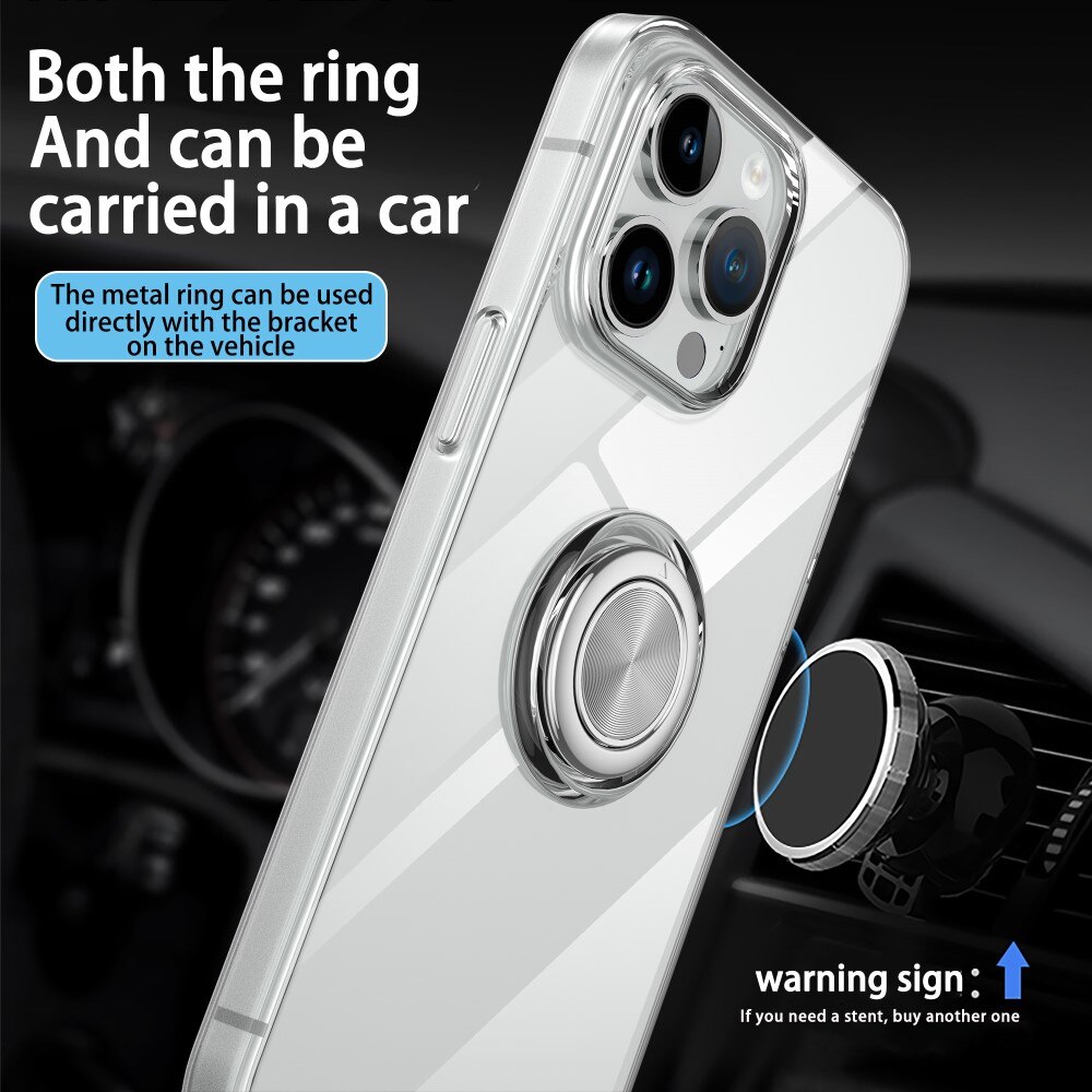 Cover Finger Ring Kickstand iPhone 15 Plus trasparente