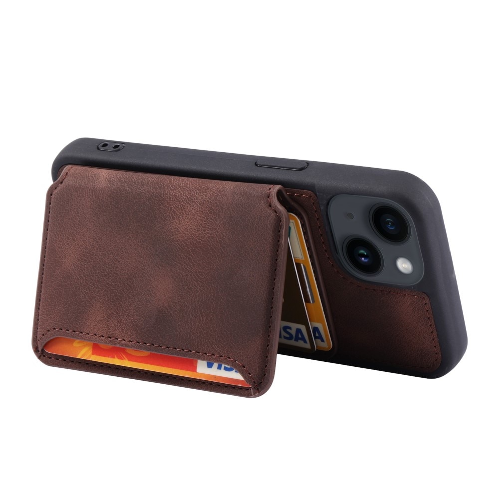 Cover con portacarte Multi-slot anti-RFID iPhone 15 marrone