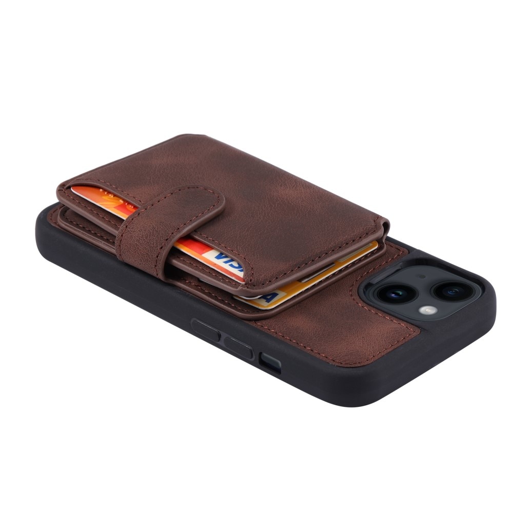 Cover con portacarte Multi-slot anti-RFID iPhone 15 marrone