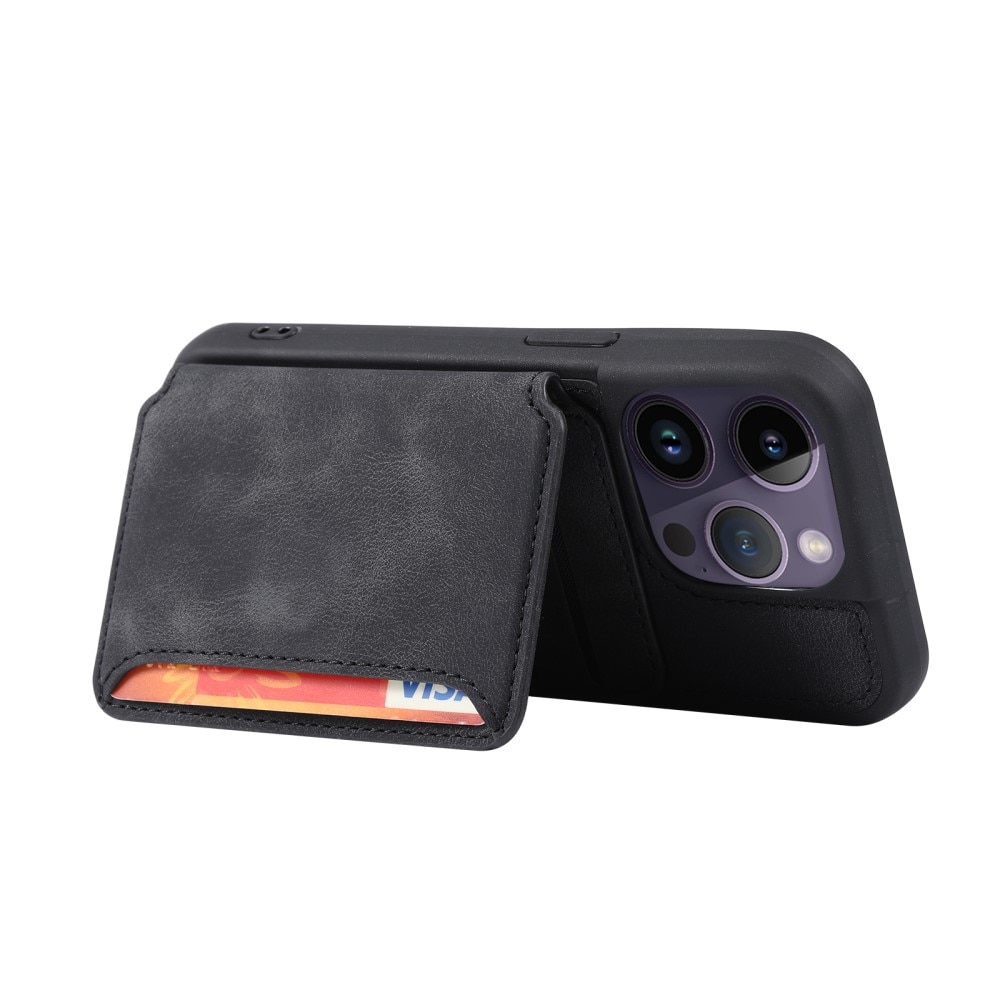Cover con portacarte Multi-slot anti-RFID iPhone 15 Pro nero