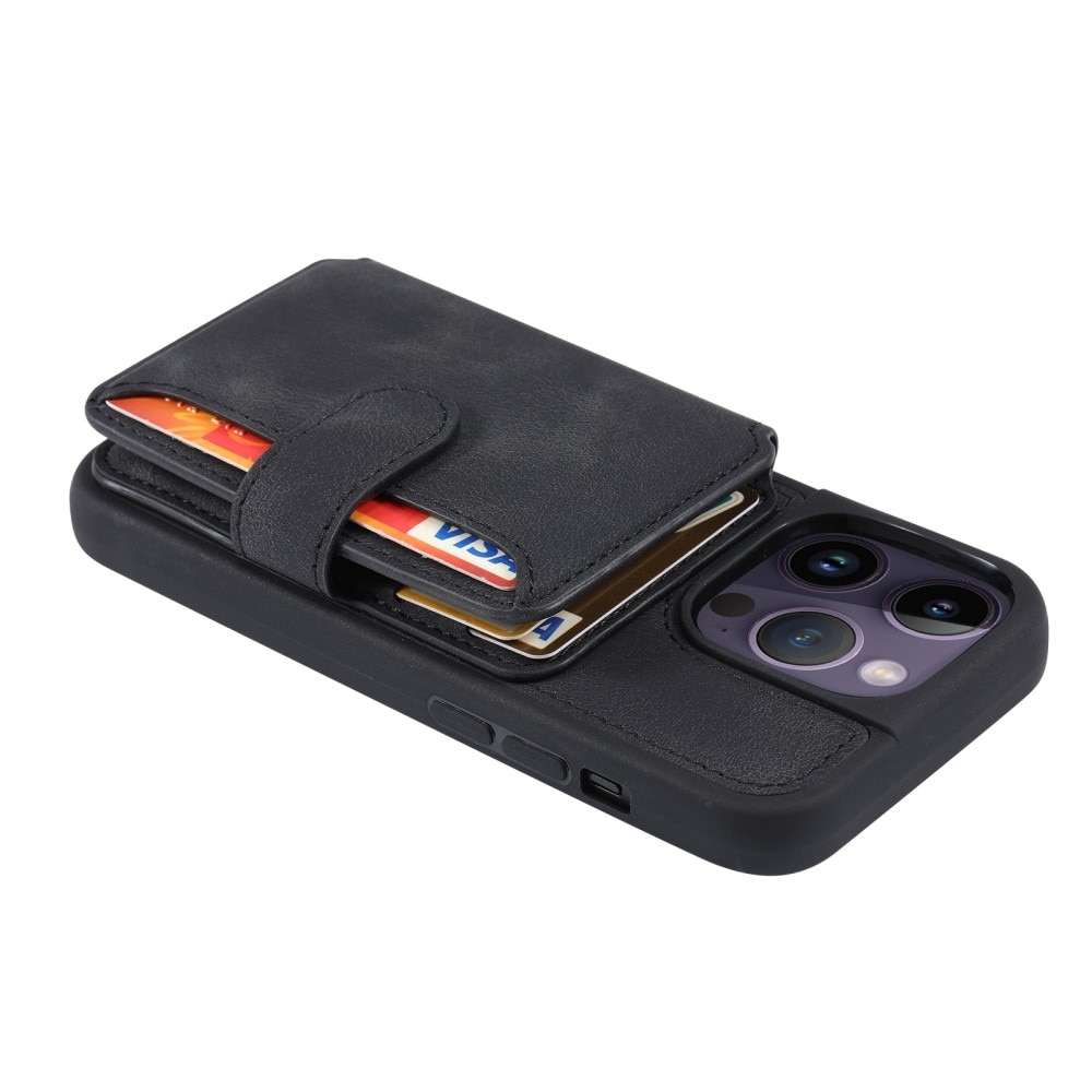 Cover con portacarte Multi-slot anti-RFID iPhone 15 Pro nero