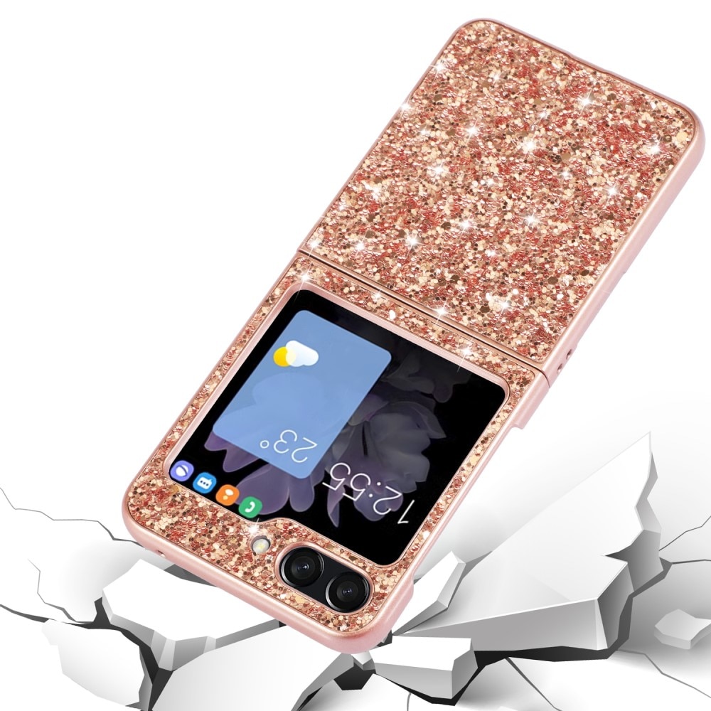 Cover Luccichio Samsung Galaxy Z Flip 5, oro rosa
