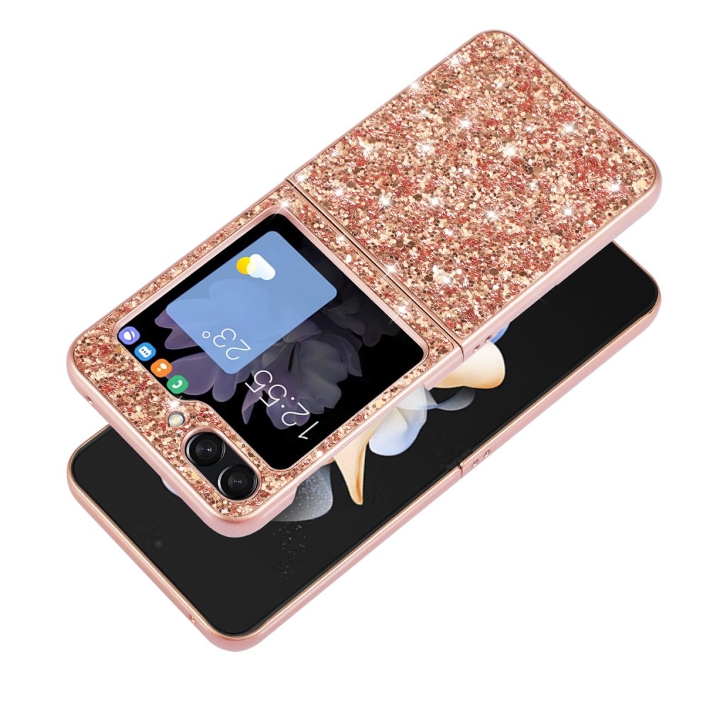 Cover Luccichio Samsung Galaxy Z Flip 5, oro rosa