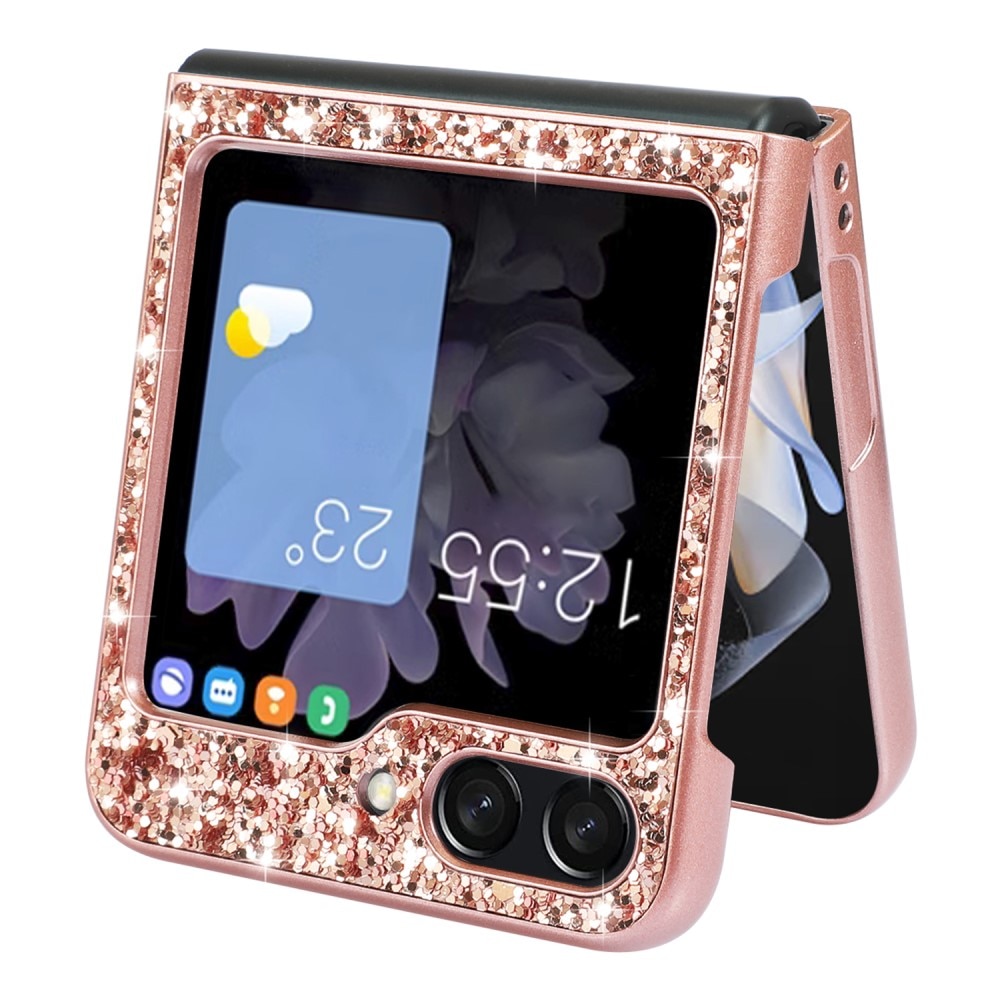 Cover Luccichio Samsung Galaxy Z Flip 5, oro rosa