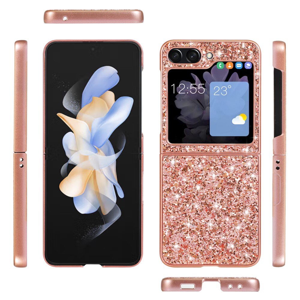 Cover Luccichio Samsung Galaxy Z Flip 5, oro rosa