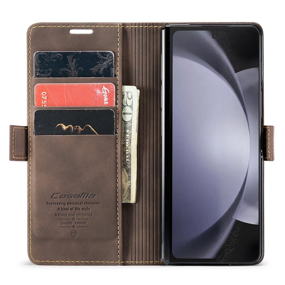 Custodie a portafoglio sottili Samsung Galaxy Z Fold 5 marrone