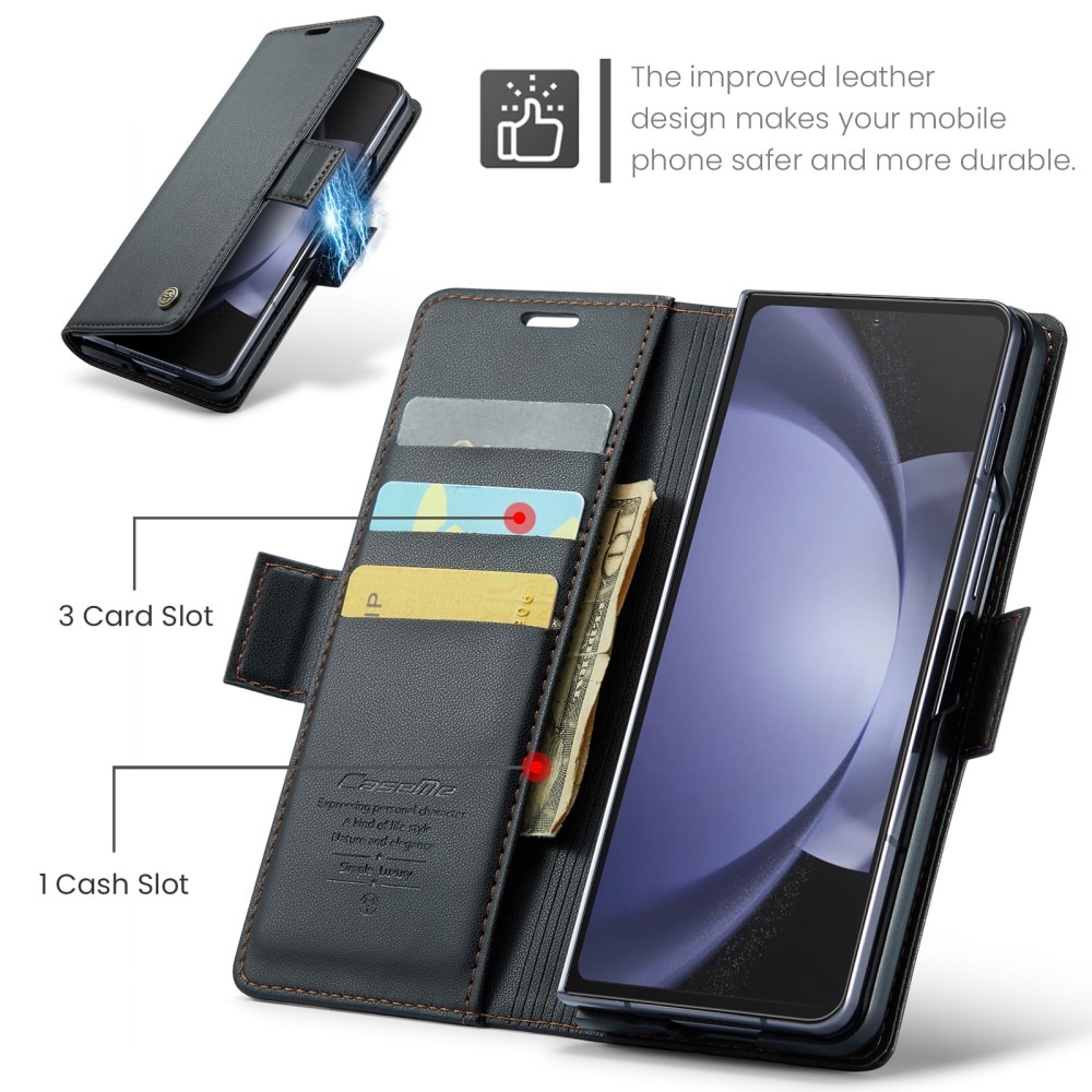 Custodie a portafoglio sottili anti-RFID Samsung Galaxy Z Fold 5 nero