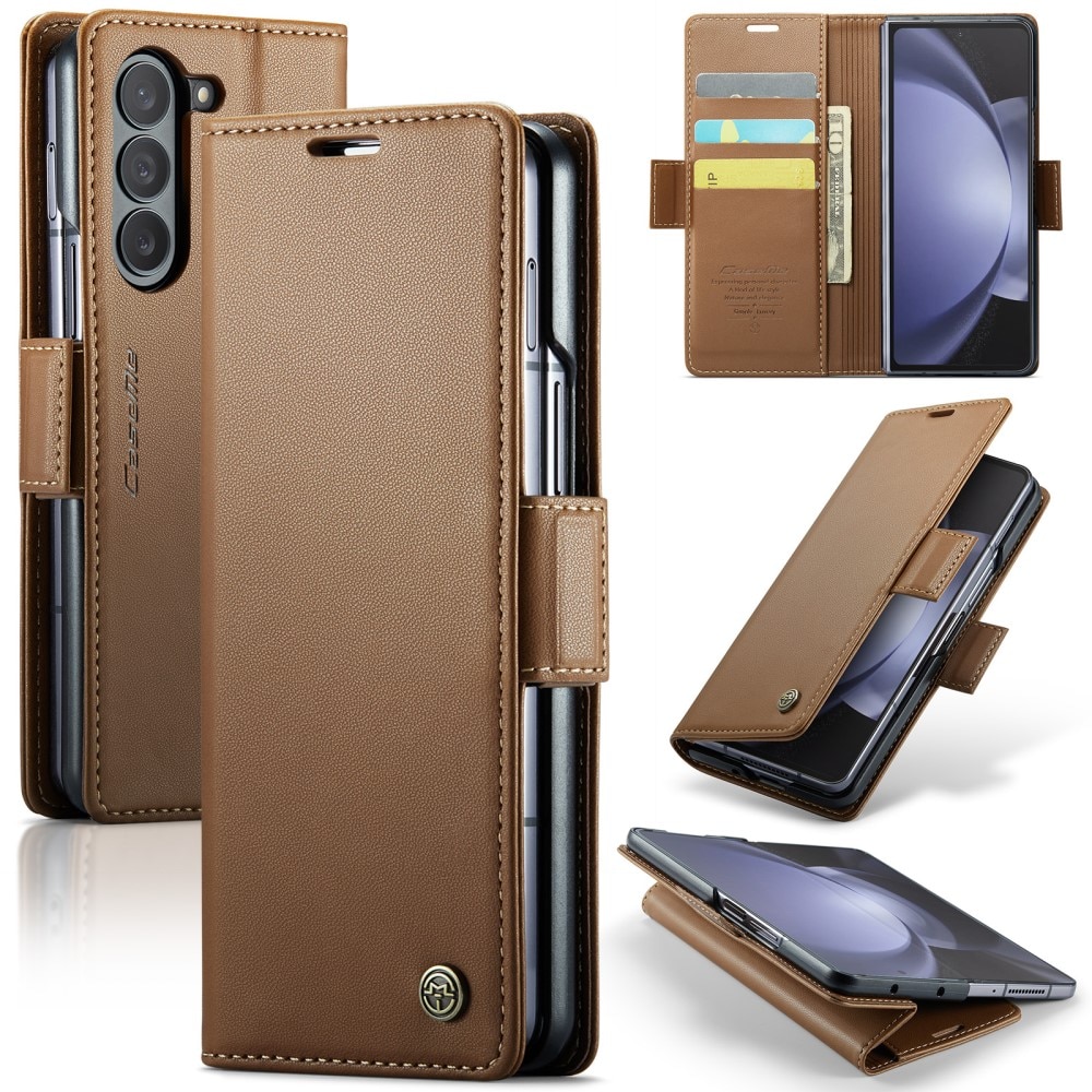 Custodie a portafoglio sottili anti-RFID Samsung Galaxy Z Fold 6 marrone