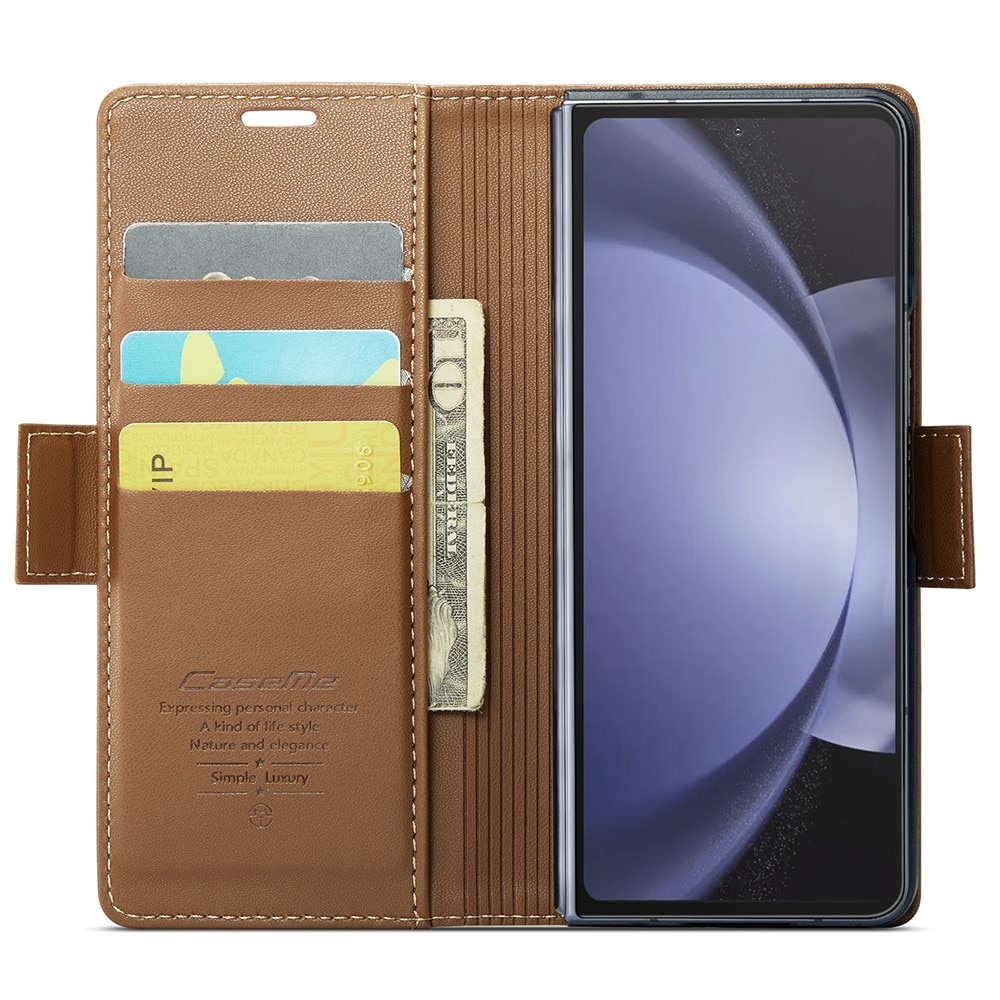 Custodie a portafoglio sottili anti-RFID Samsung Galaxy Z Fold 5 marrone