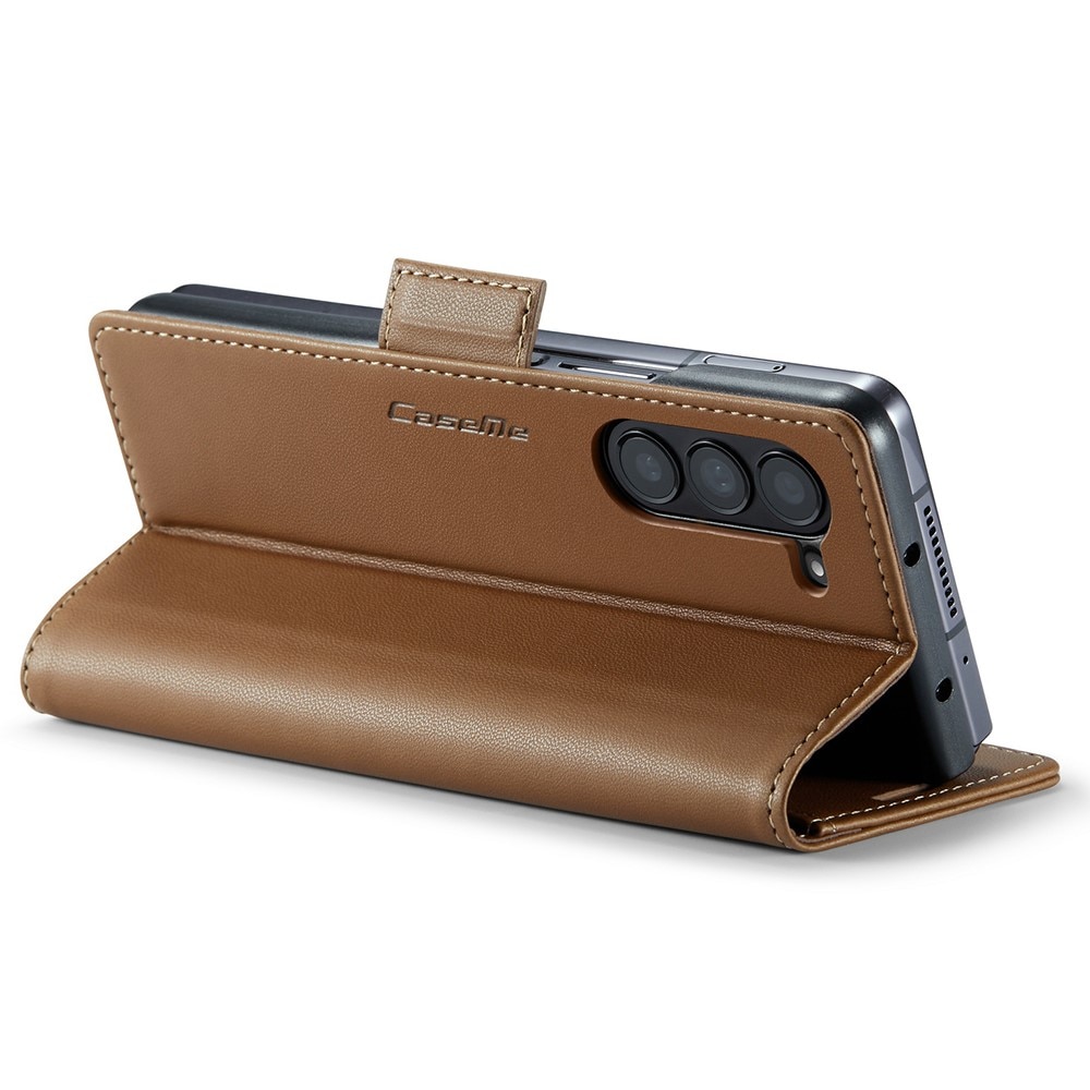 Custodie a portafoglio sottili anti-RFID Samsung Galaxy Z Fold 5 marrone