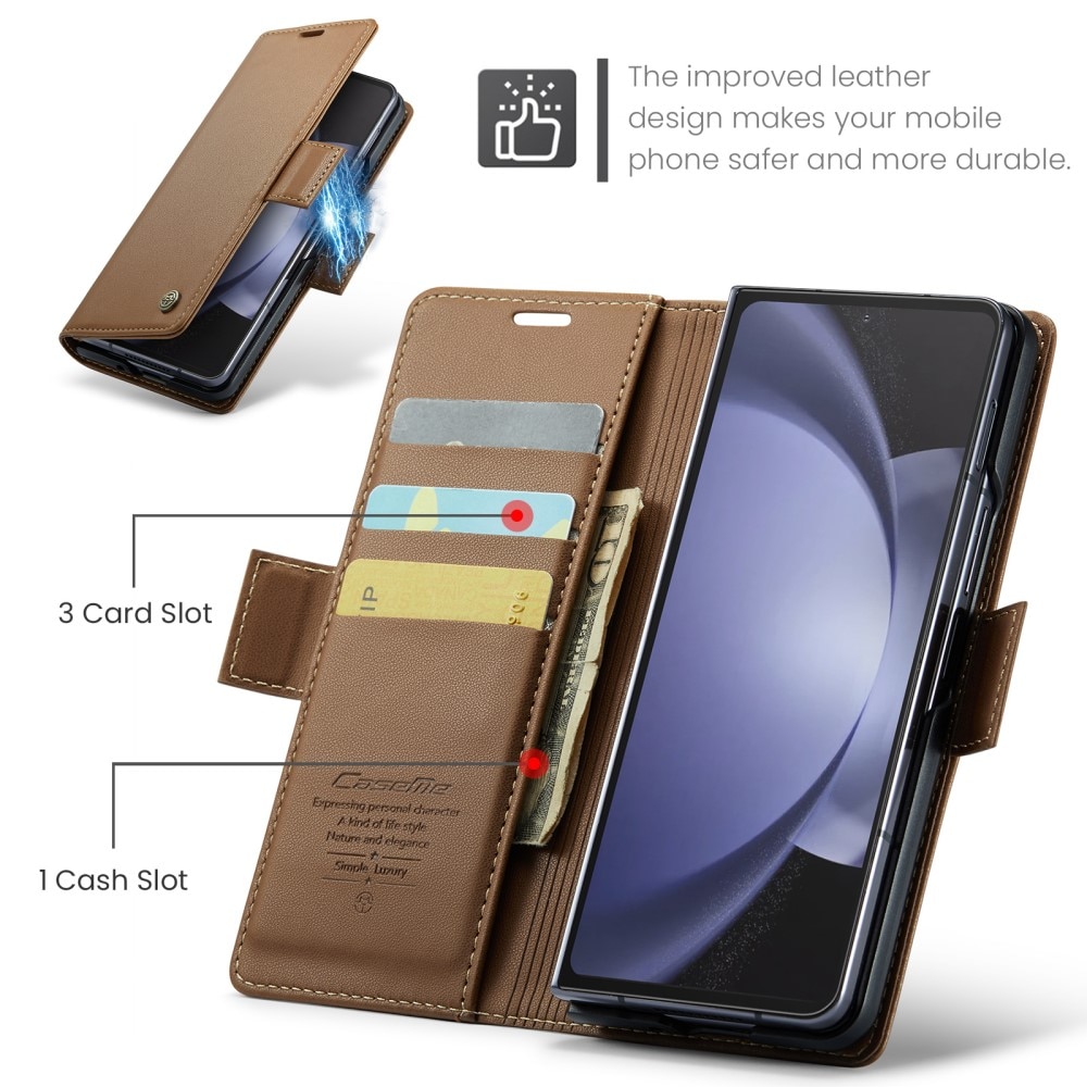 Custodie a portafoglio sottili anti-RFID Samsung Galaxy Z Fold 5 marrone