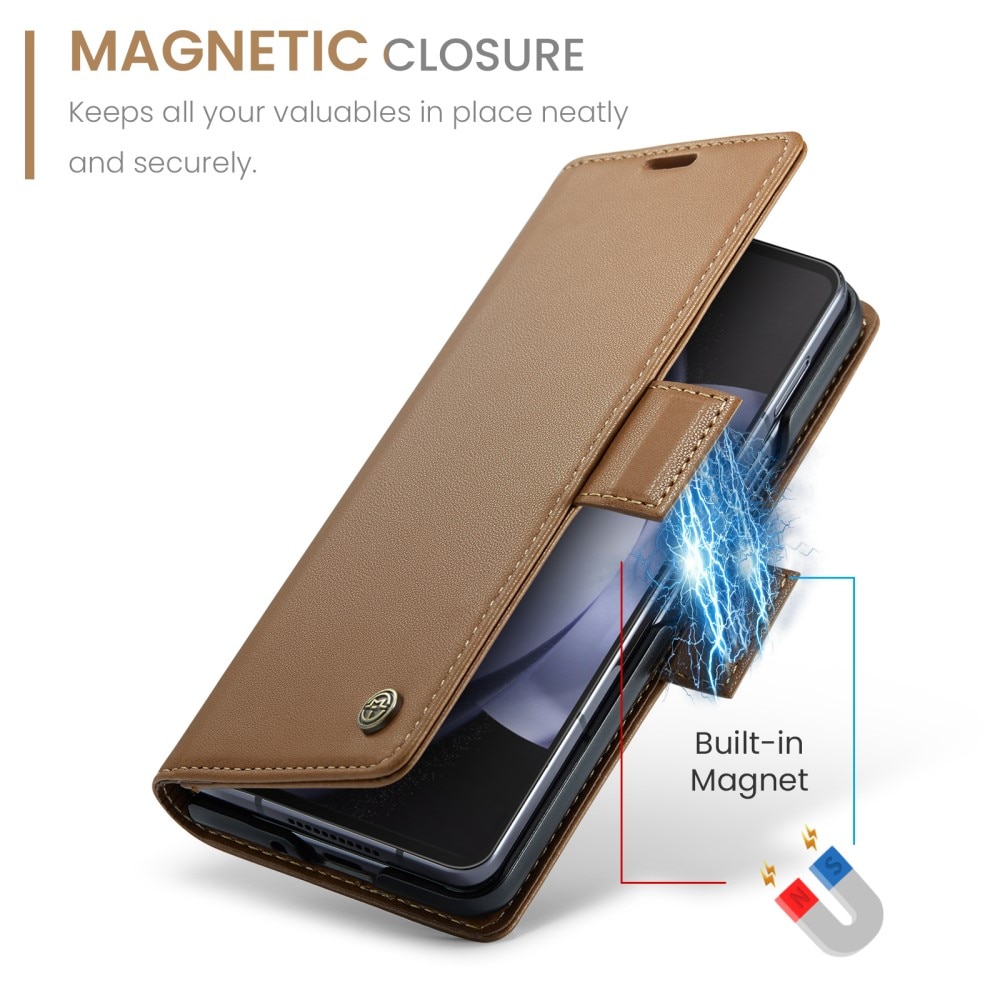 Custodie a portafoglio sottili anti-RFID Samsung Galaxy Z Fold 5 marrone