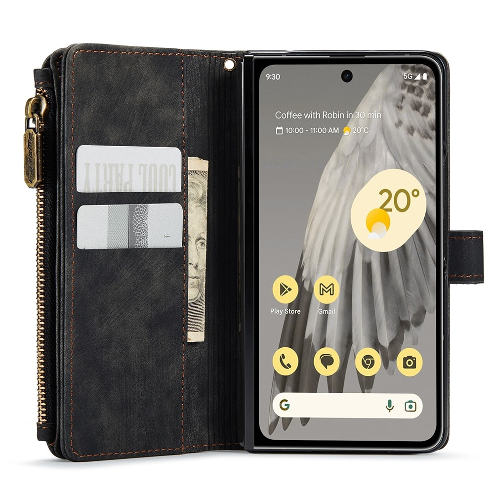 Custodie a portafoglio Zipper Google Pixel Fold nero