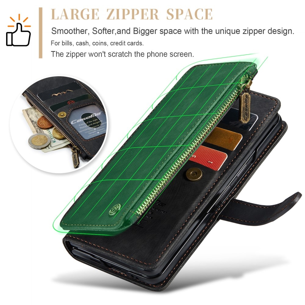 Custodie a portafoglio Zipper Google Pixel Fold nero