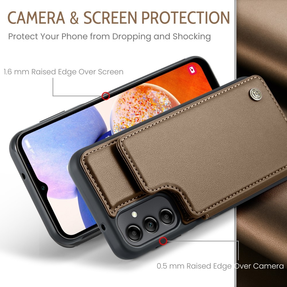 Cover con portacarte anti-RFID Samsung Galaxy A14 marrone