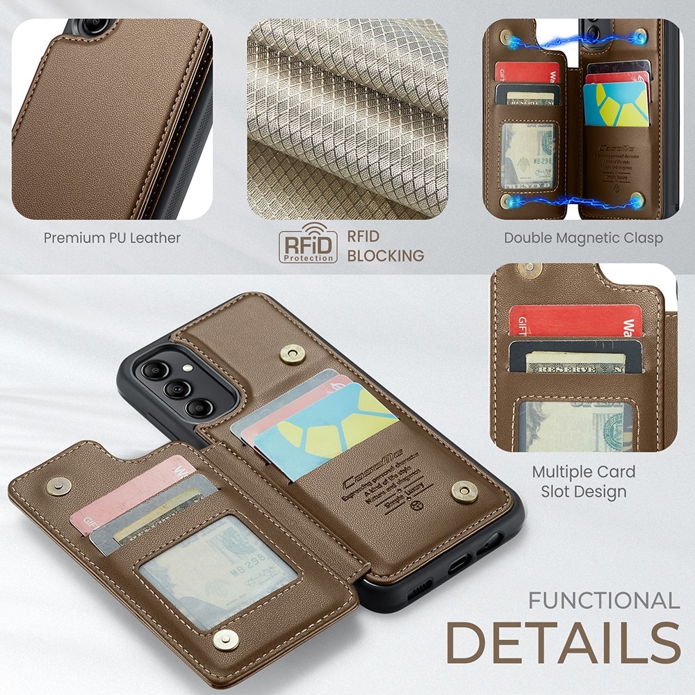 Cover con portacarte anti-RFID Samsung Galaxy A14 marrone