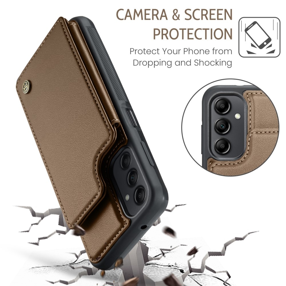 Cover con portacarte anti-RFID Samsung Galaxy A14 marrone