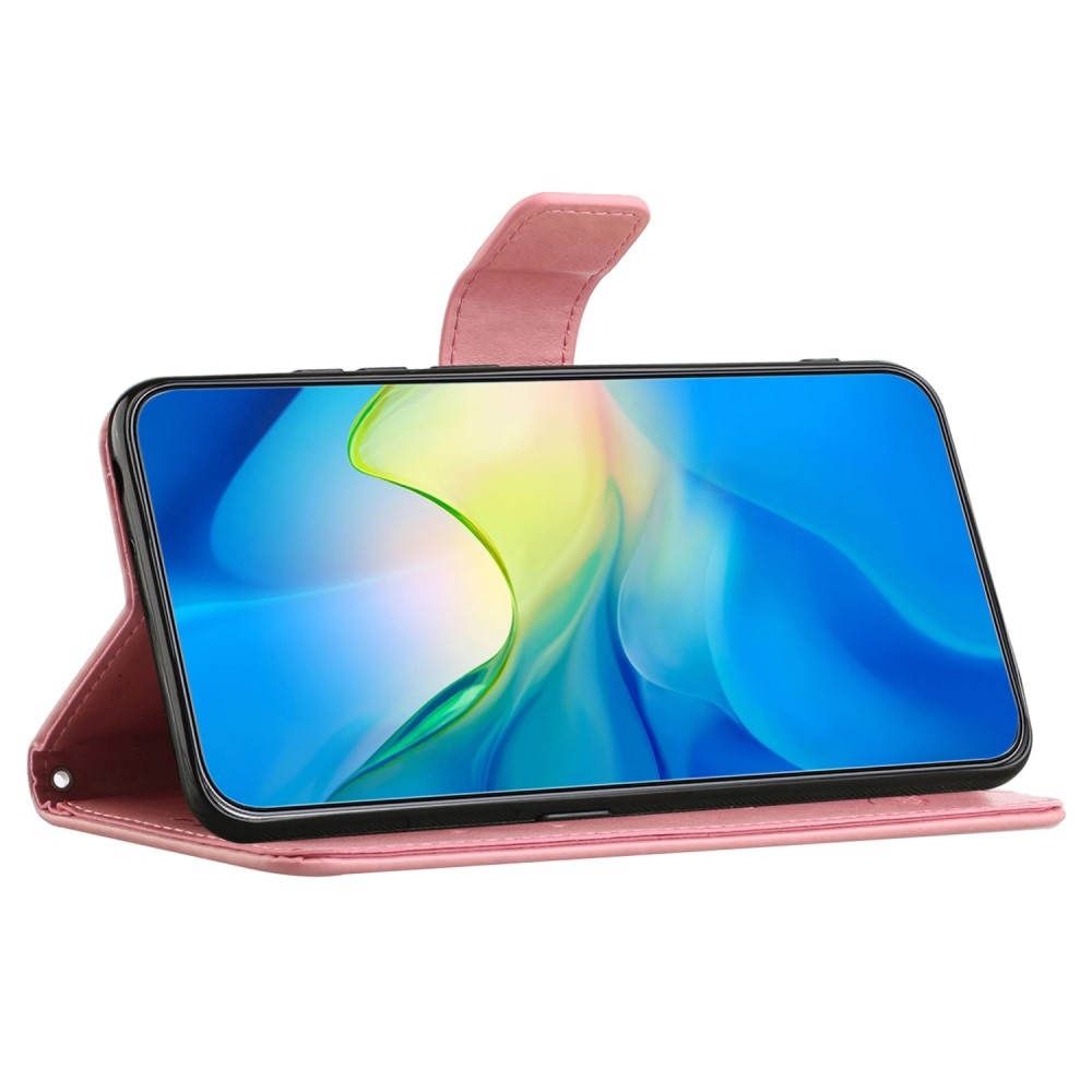 Custodia in pelle a farfalle per  Nokia C32, Rosa