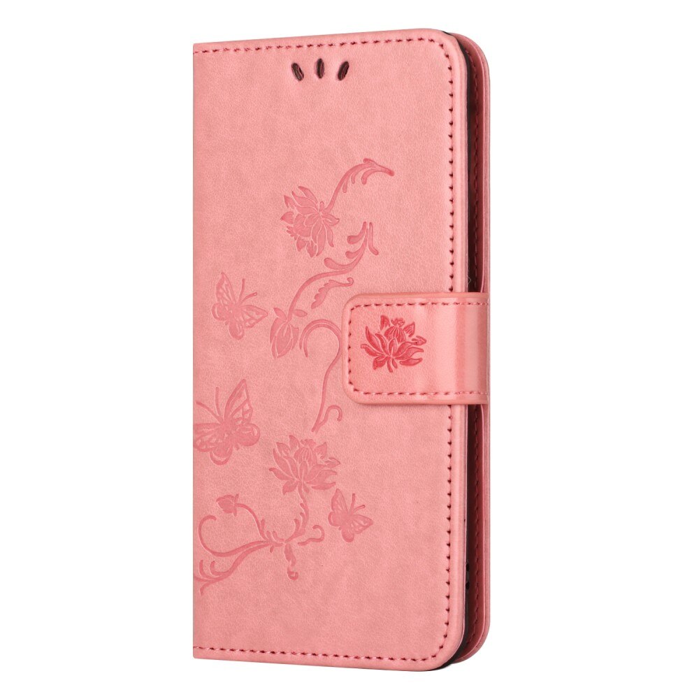 Custodia in pelle a farfalle per  Nokia C32, Rosa