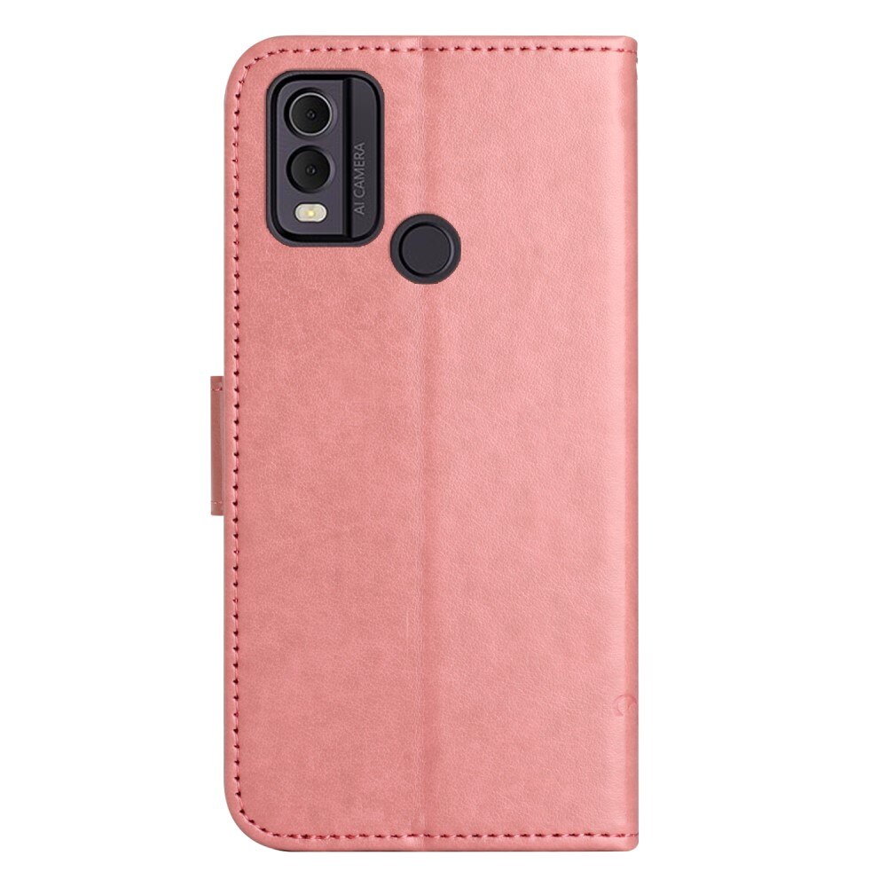 Custodia in pelle a farfalle per  Nokia C32, Rosa