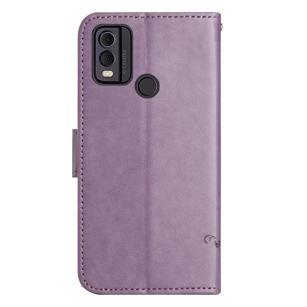 Custodia in pelle a farfalle per Nokia C22, viola