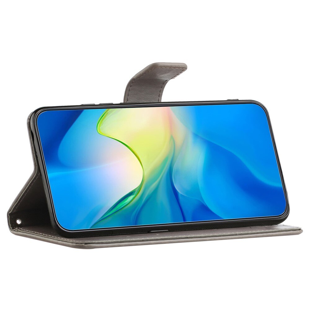 Custodia in pelle a farfalle per  Nokia C22, Grigio