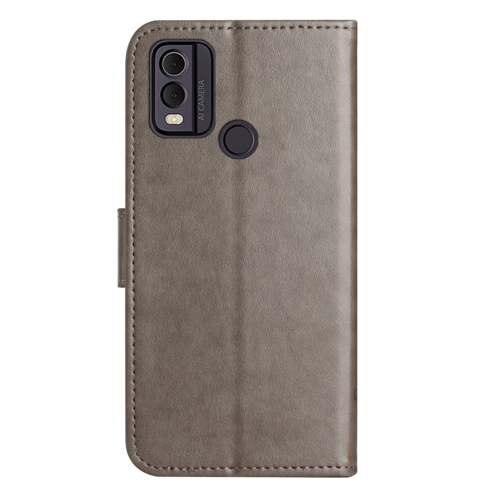 Custodia in pelle a farfalle per  Nokia C22, Grigio