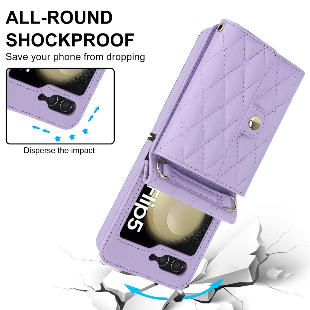 Borsa a portafoglio trapuntata anti-RFID Samsung Galaxy Z Flip 5 viola