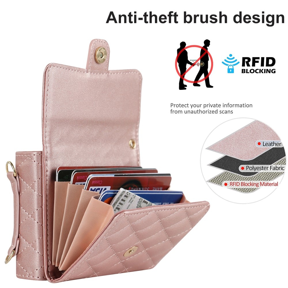 Borsa a portafoglio trapuntata anti-RFID Samsung Galaxy Z Flip 5 oro rosa