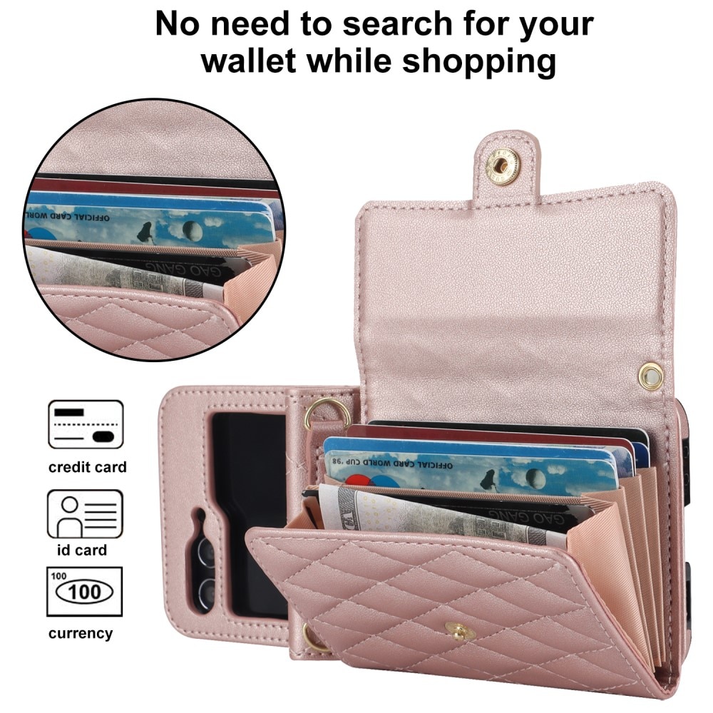 Borsa a portafoglio trapuntata anti-RFID Samsung Galaxy Z Flip 5 oro rosa