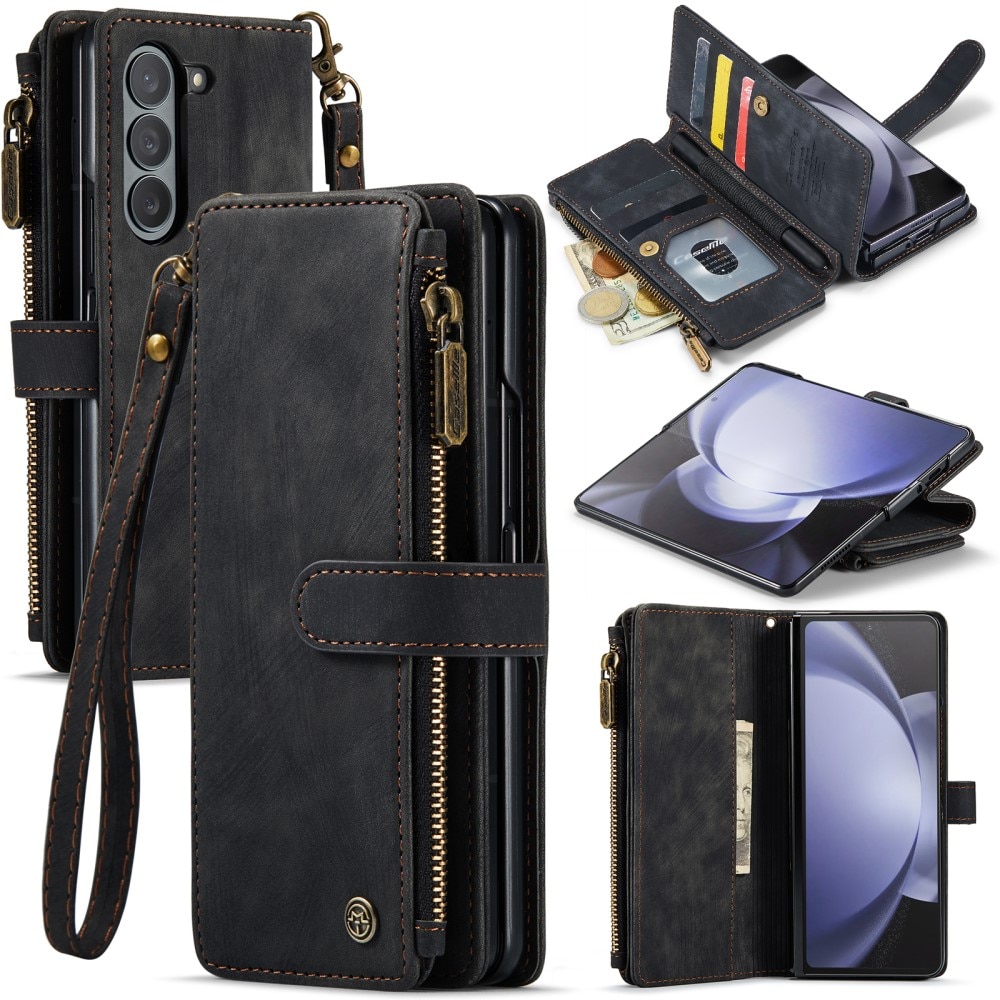Custodie a portafoglio Zipper Samsung Galaxy Z Fold 6 nero