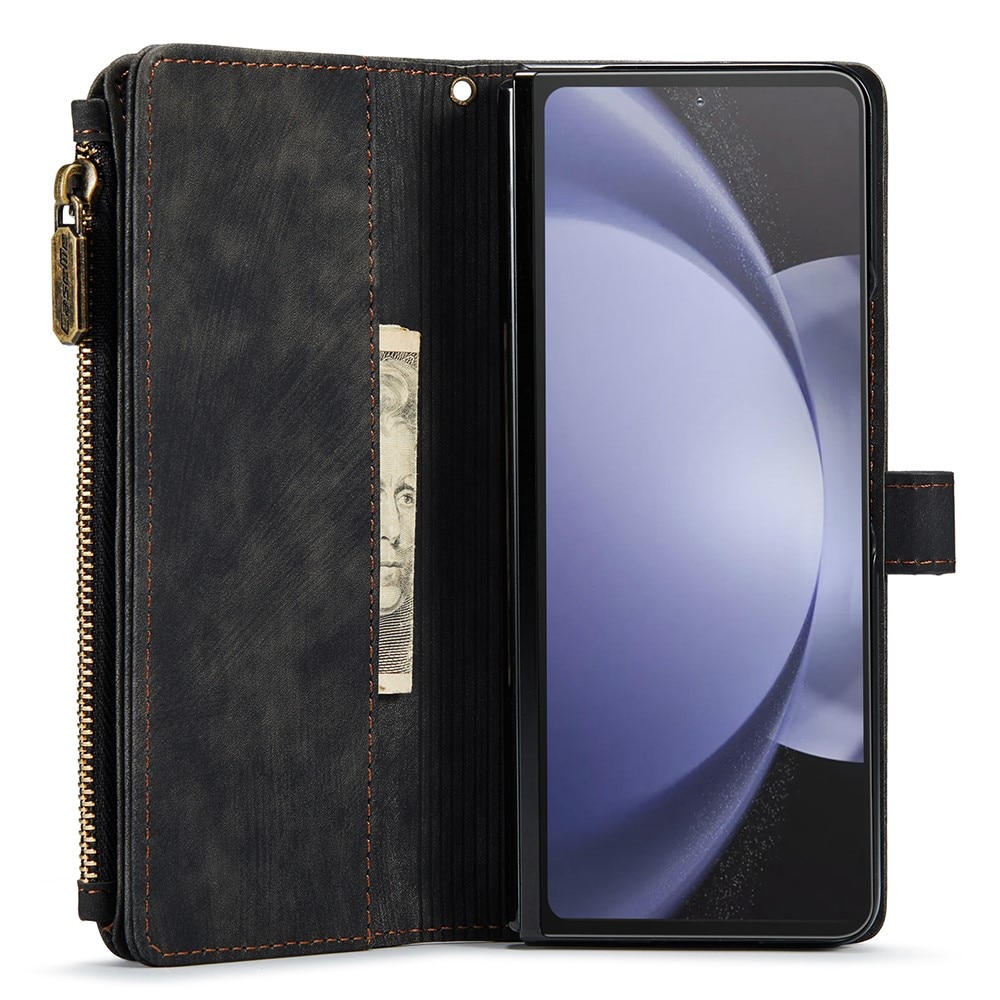 Custodie a portafoglio Zipper Samsung Galaxy Z Fold 5 nero