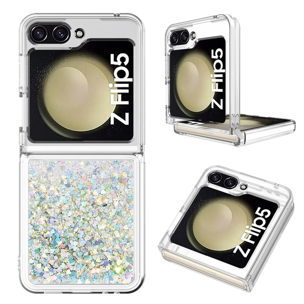 Cover Glitter Powder TPU Samsung Galaxy Z Flip 5 d'argento