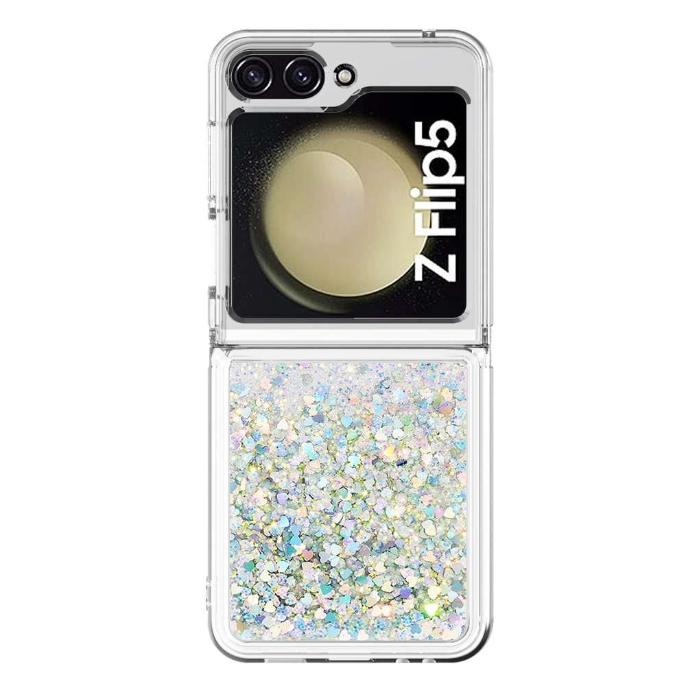 Cover Glitter Powder TPU Samsung Galaxy Z Flip 5 d'argento