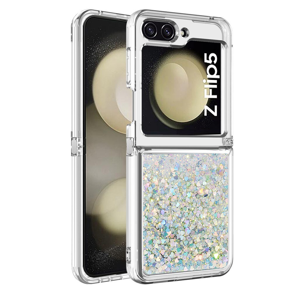 Cover Glitter Powder TPU Samsung Galaxy Z Flip 5 d'argento