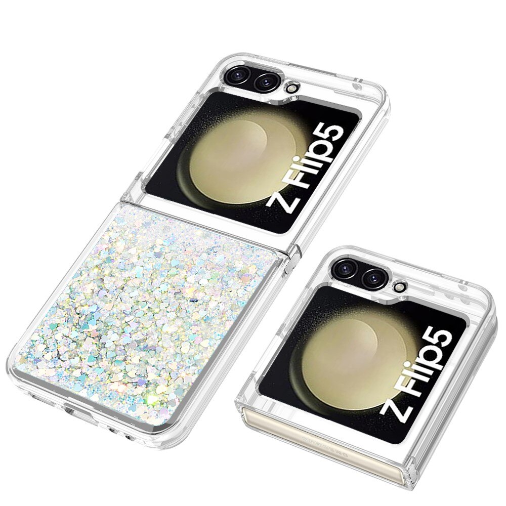 Cover Glitter Powder TPU Samsung Galaxy Z Flip 5 d'argento