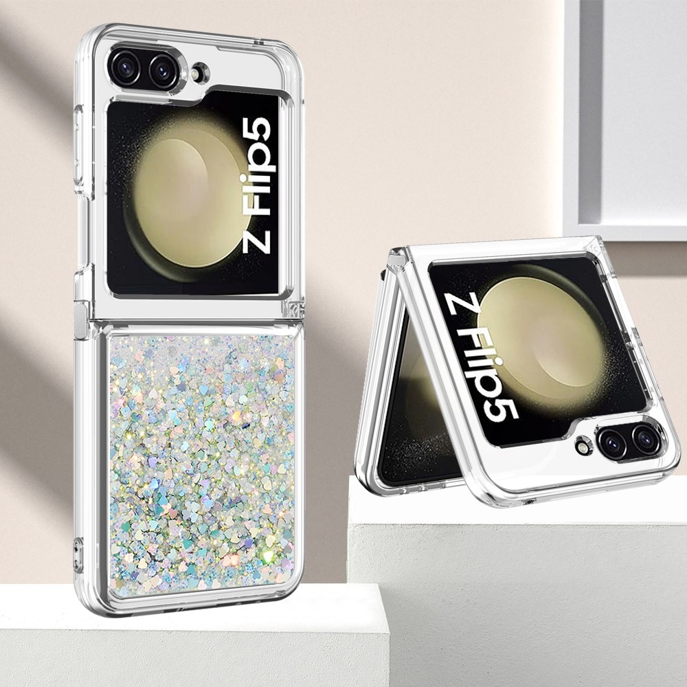 Cover Glitter Powder TPU Samsung Galaxy Z Flip 5 d'argento