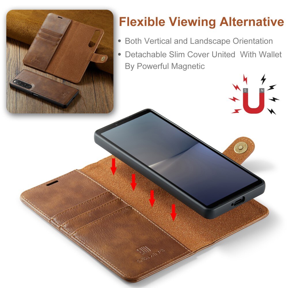 Cover portafoglio Magnet Wallet Sony Xperia 10 V Cognac