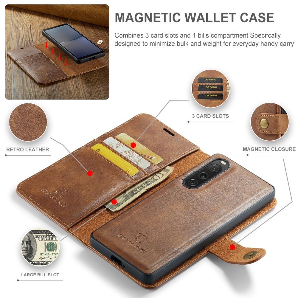 Cover portafoglio Magnet Wallet Sony Xperia 10 V Cognac