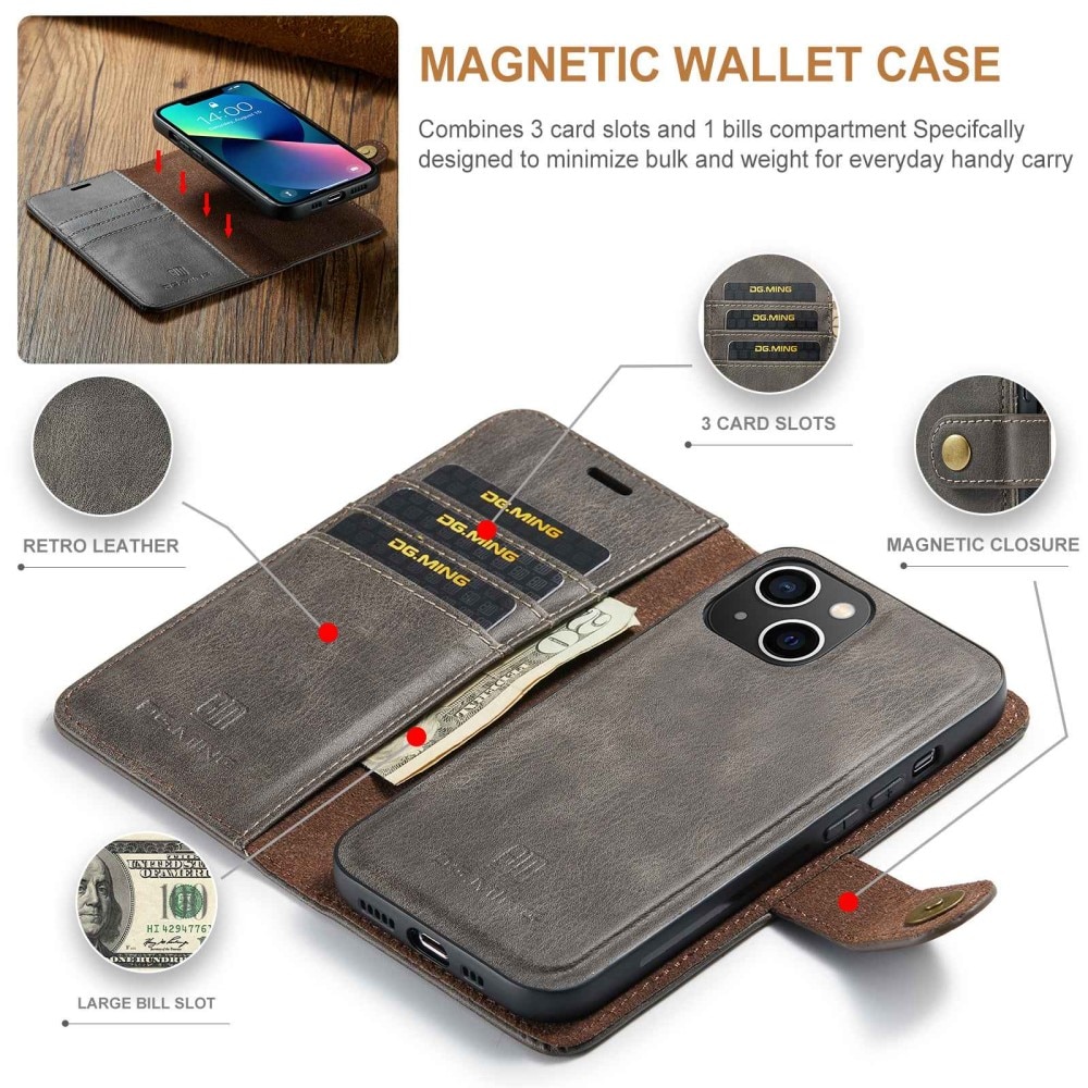 Cover portafoglio Magnet Wallet iPhone 15 Plus Brown
