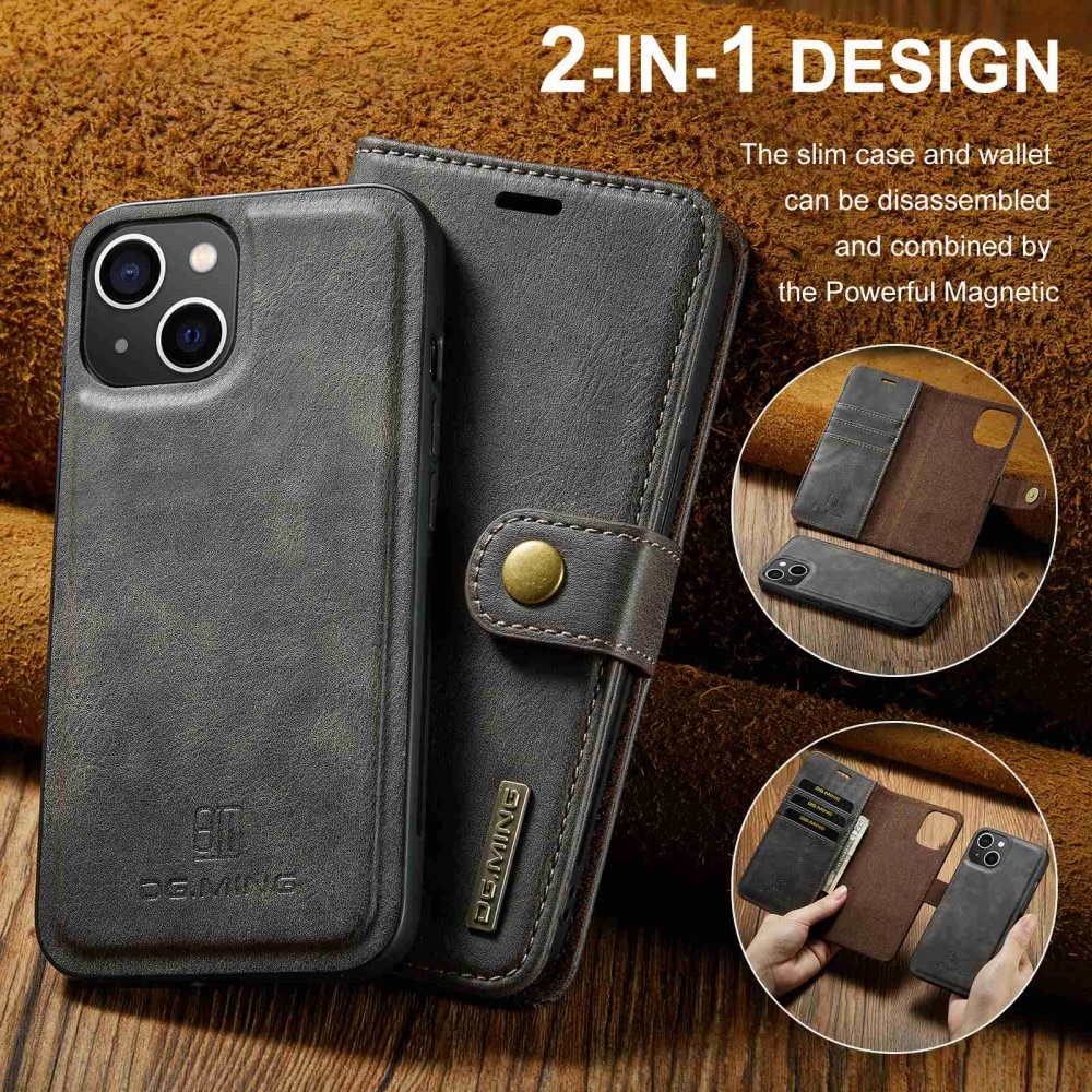 Cover portafoglio Magnet Wallet iPhone 15 Plus Brown