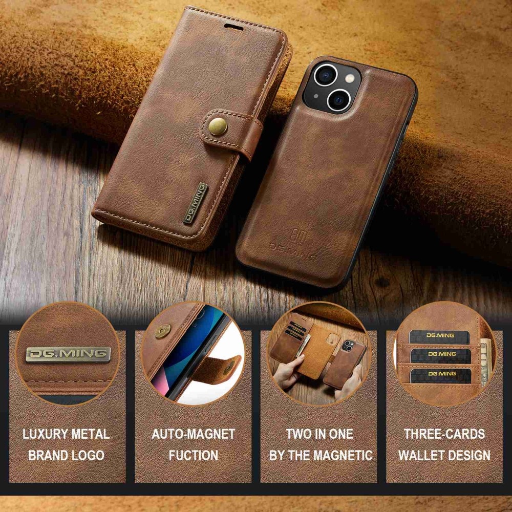 Cover portafoglio Magnet Wallet iPhone 15 Plus Cognac