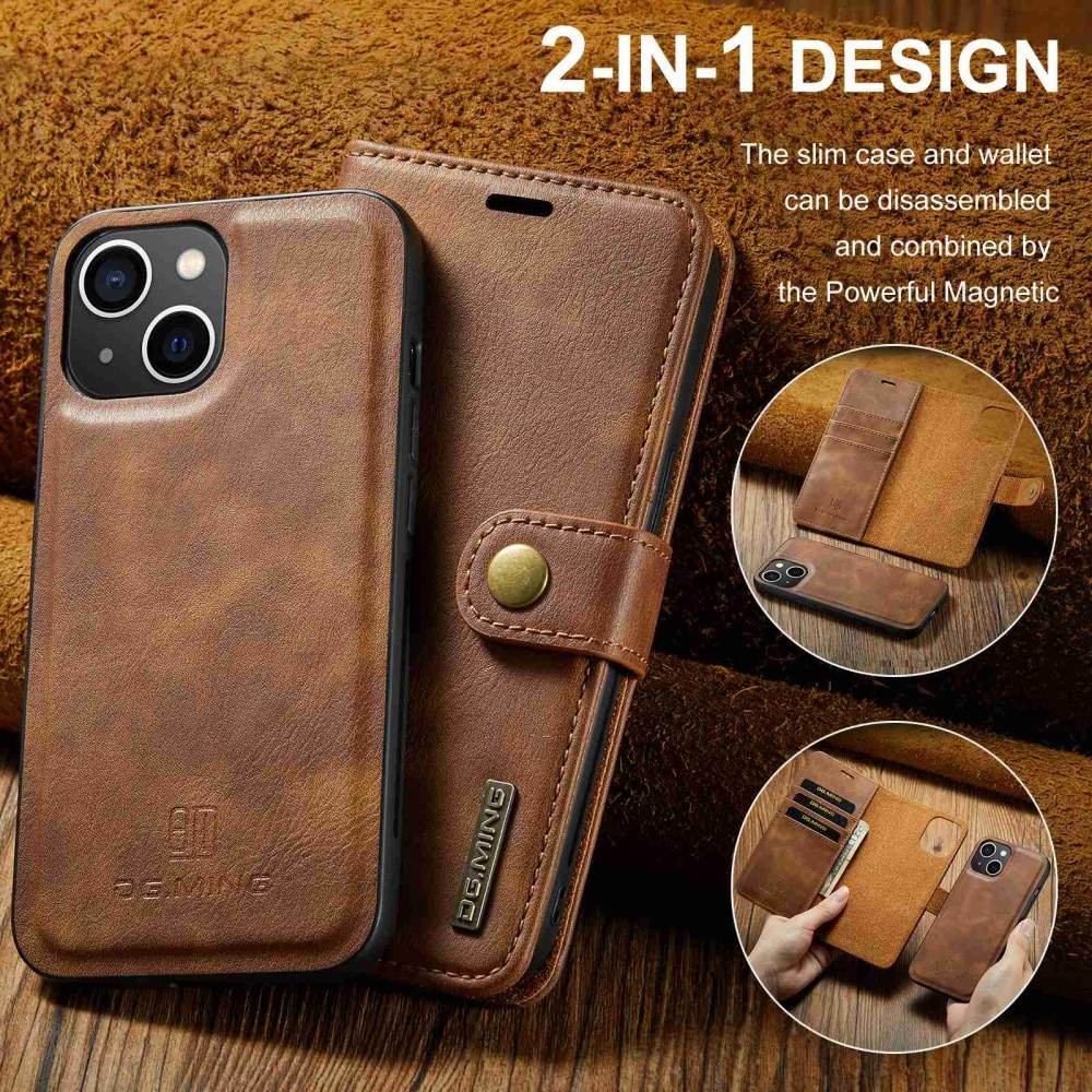 Cover portafoglio Magnet Wallet iPhone 15 Plus Cognac