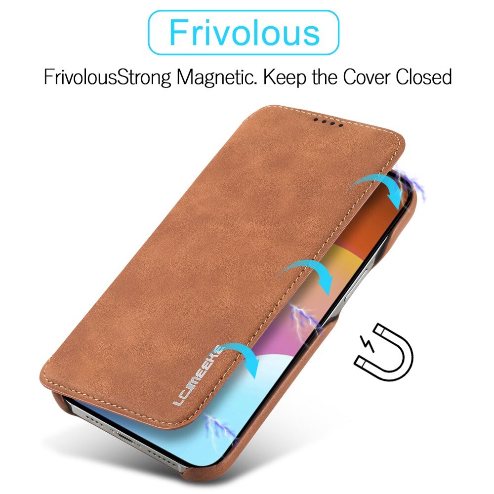 Custodie a portafoglio sottili iPhone 15 Plus cognac