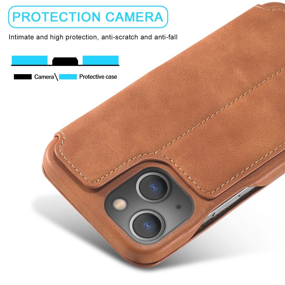 Custodie a portafoglio sottili iPhone 15 Plus cognac