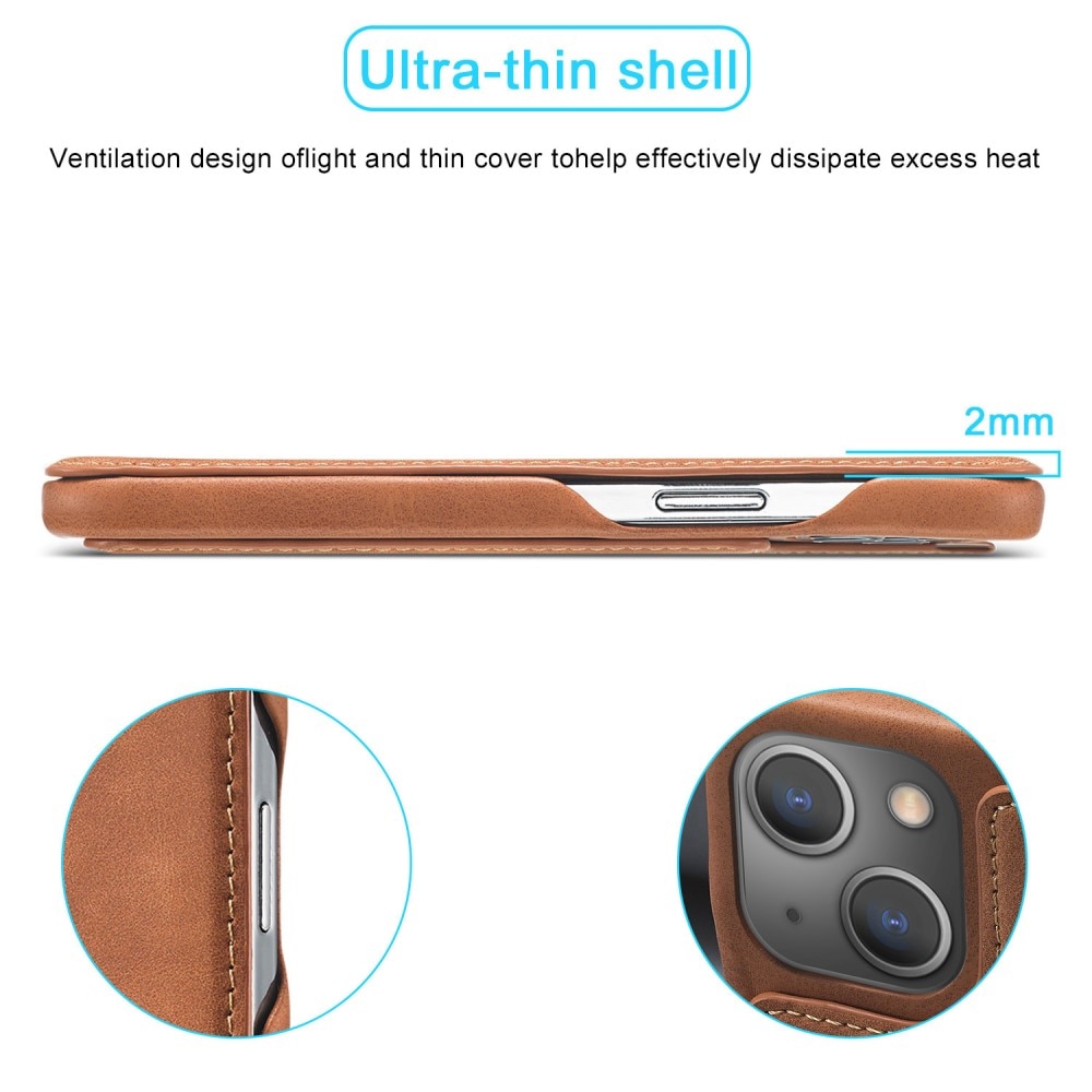 Custodie a portafoglio sottili iPhone 15 Plus cognac