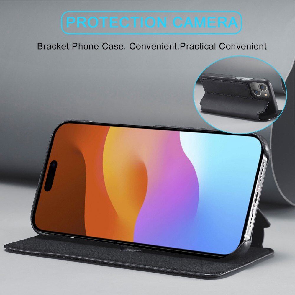 Custodie a portafoglio sottili iPhone 15 Plus nero