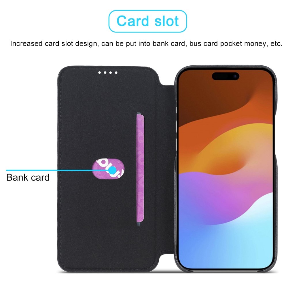 Custodie a portafoglio sottili iPhone 15 Plus nero