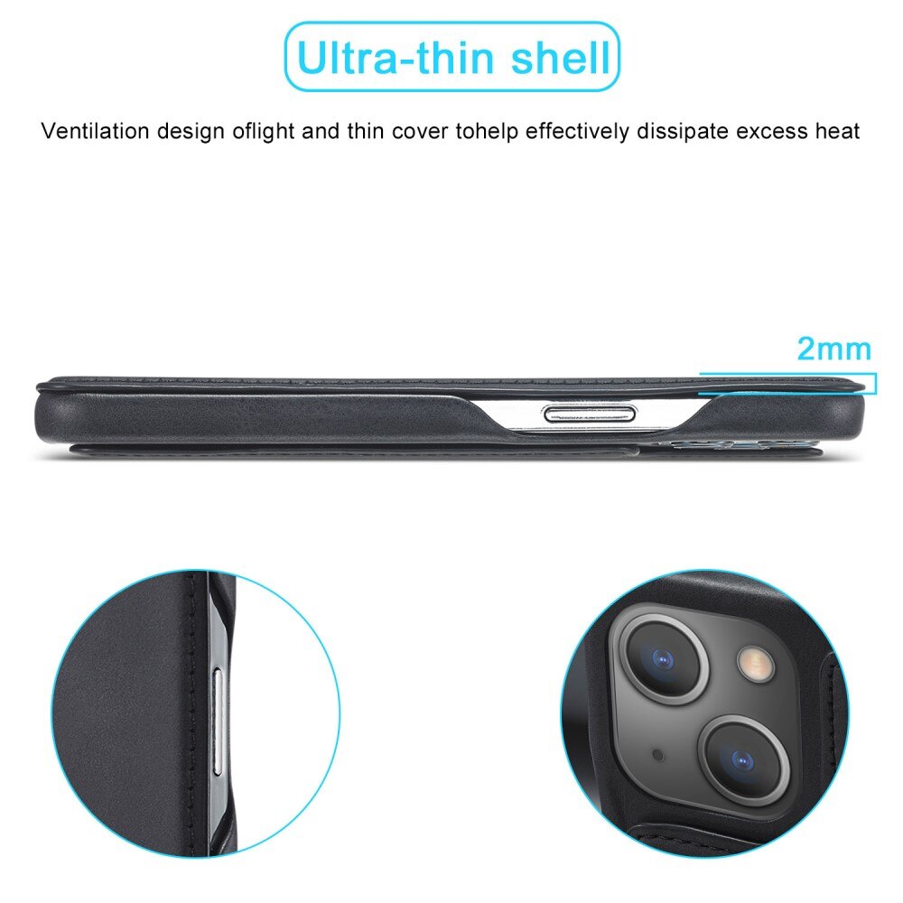 Custodie a portafoglio sottili iPhone 15 Plus nero