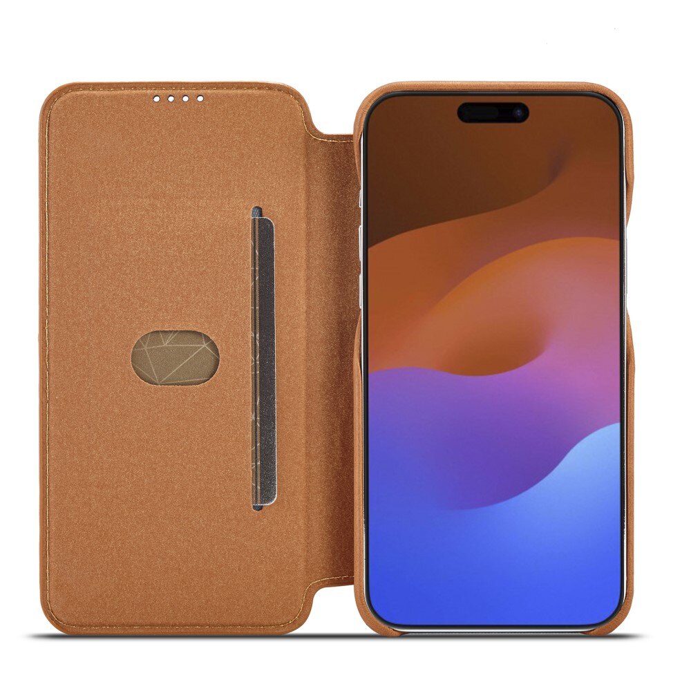 Custodie a portafoglio sottili iPhone 15 Pro cognac